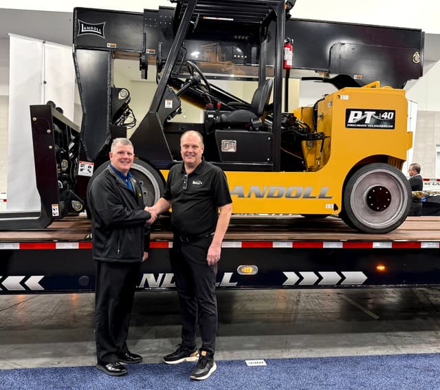 Al Connelly, Sales Manager – Landoll MHP Division with Matt Elvin, President & CEO, Bacon Universal Bacon Universal Adds Landoll Material Handling